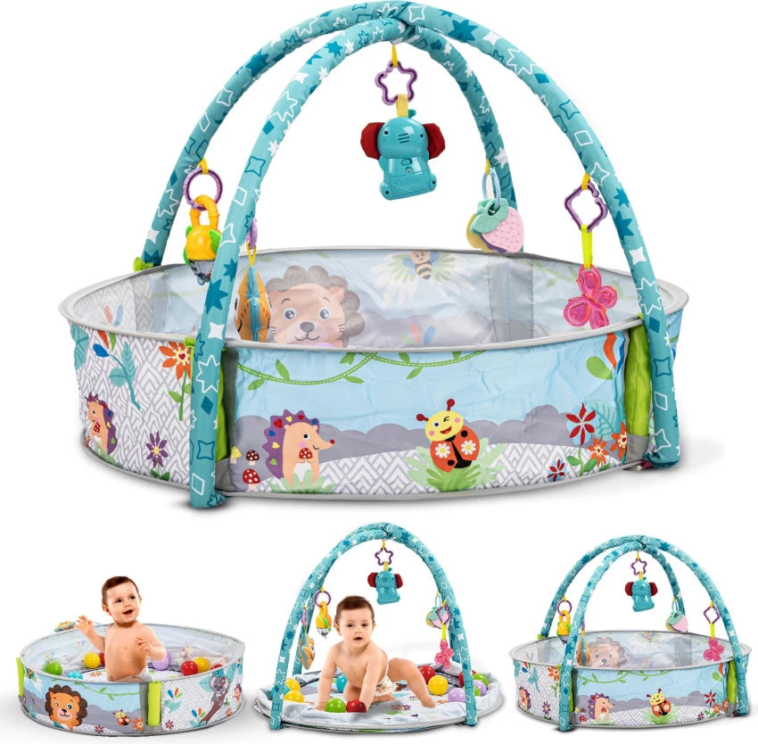 3 in 1 Baby Play Mat for Babies, Activity PlayGym for Baby with 5 Hanging Toys  (Multicolor