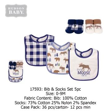 Hudson Baby Bandana Bib (3's/Pack) & Socks (2 Pack/Set)