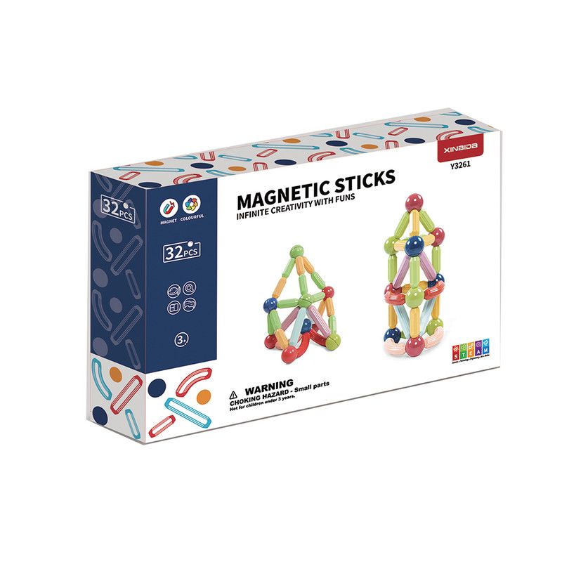 Baby toys Magnetic Stick and Balls Set -3D Puzzle- Building Blocks- Vibrant Colors Different Sizes Curved Shapes Children Educational Toy -Stacking STEM Magnet Toys for Kids 26 pec