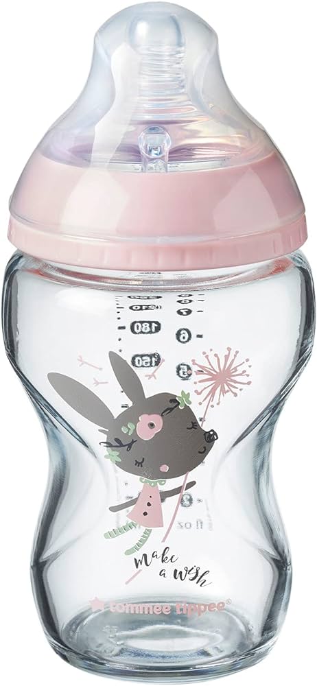 NEW Tommee Tippee Closer To Nature Pure Glass Med Flow Feeding Bottle, 0m+, 250ml,