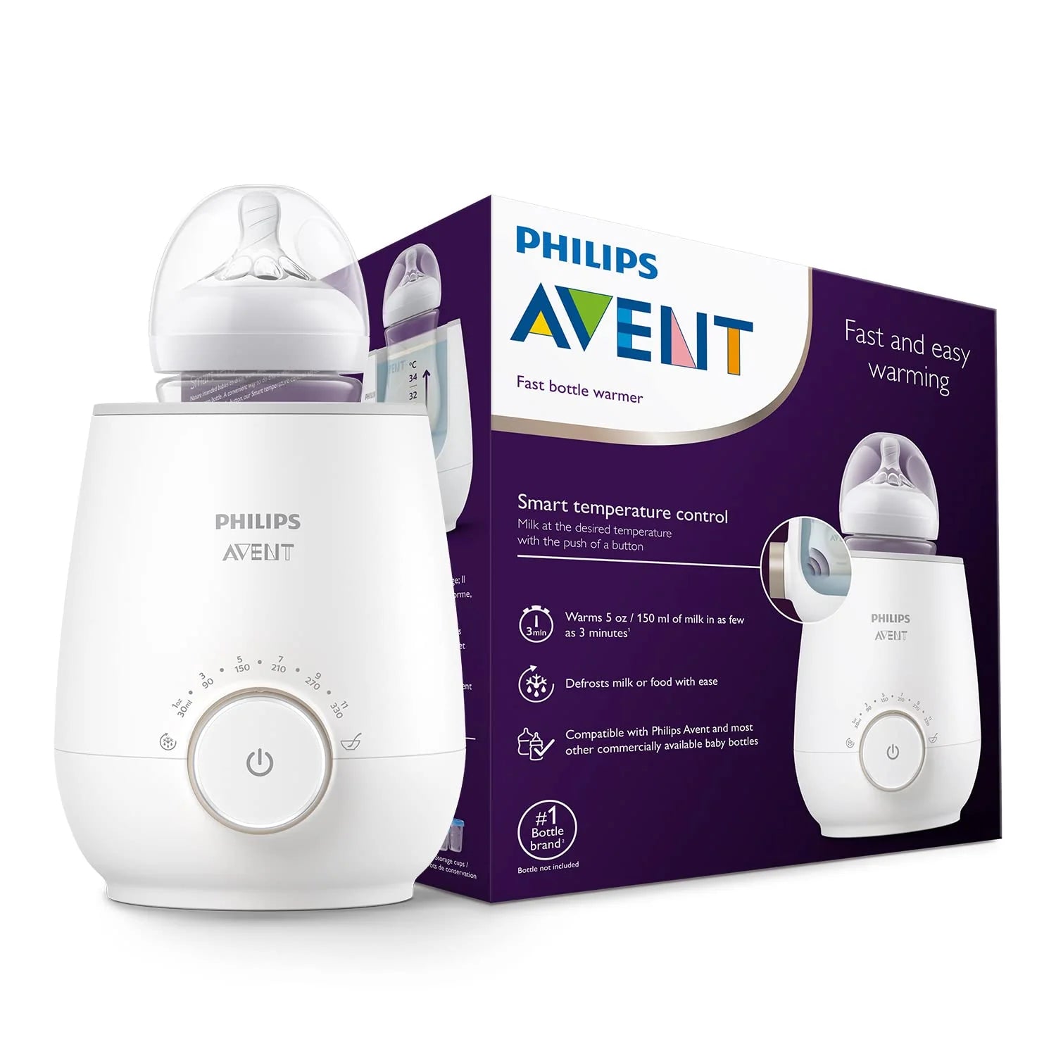 New Philips Avent Fast Baby Bottle Warmer with Smart Temperature Control and Automatic Shut-Off SCF358/00