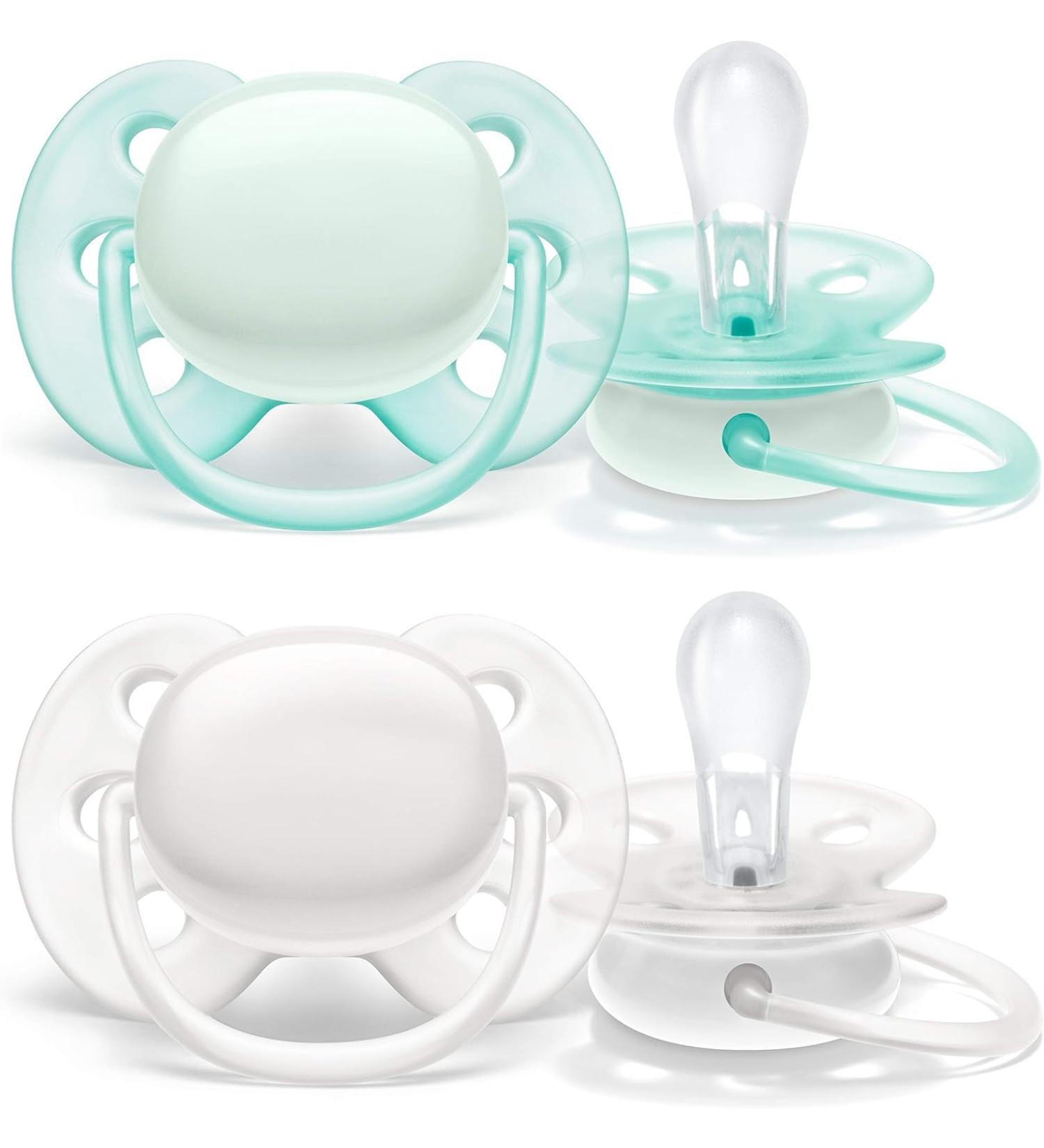 Philips Avent SCF210/03 Ultra Soft Pacifier 0-6 Months Arctic White/Green 2 Pack