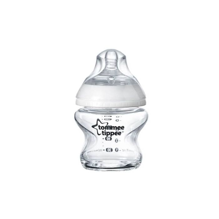 NEW Tommee Tippee Glass  Feeding Bottle With Slow Flow Teat 150ml