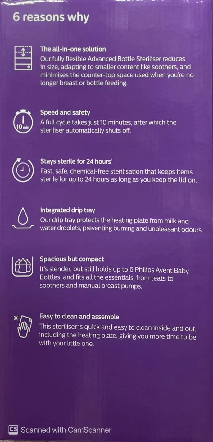 PHILIPS AVENT ADVANCED BOTTLE STERILISER (SCF291/01